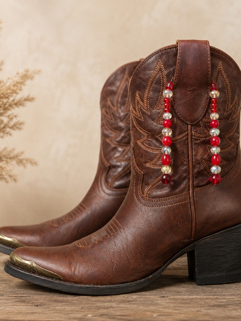 Georgia Peach Co Handmade Red Crystal Cowboy Boot Charm Western Jewelry